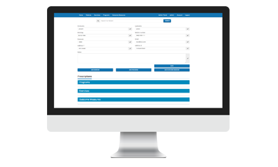 eReps exercise prescription dashboard showing patient data, outcome measures, and exercise programs